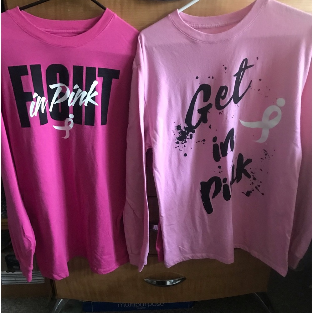 Women's Pink Long-Sleeve Graphic Tee - Fight in Pink